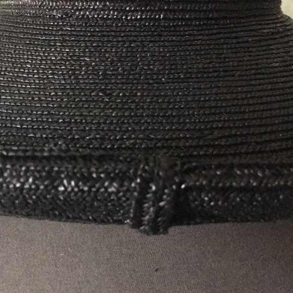 Vintage 100% Italian Black Straw Wide Brim Hat - Picture 8 of 13